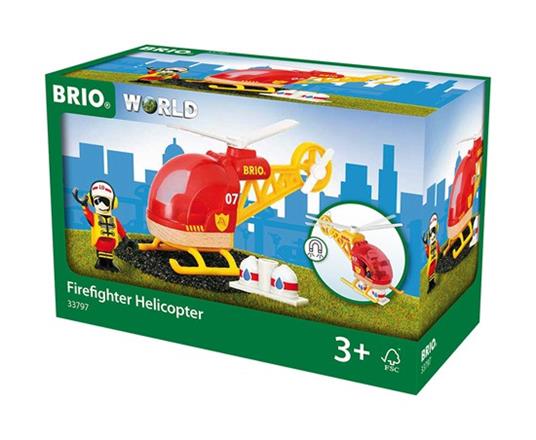 BRIO WORLD - Elicottero dei Pompieri, Veicoli Giocattolo in Legno, 3 pezzi, Età 3+ Anni - 5