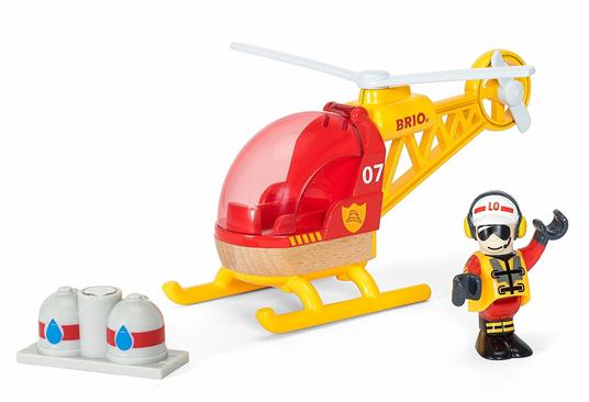 BRIO WORLD - Elicottero dei Pompieri, Veicoli Giocattolo in Legno, 3 pezzi, Età 3+ Anni - 7