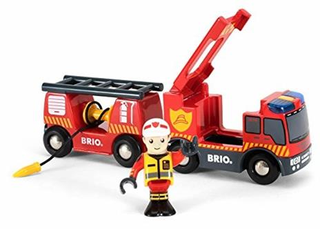 BRIO WORLD - Camion dei Pompieri, Veicoli Giocattolo in Legno, 3 Pezzi, Età 3+ Anni
