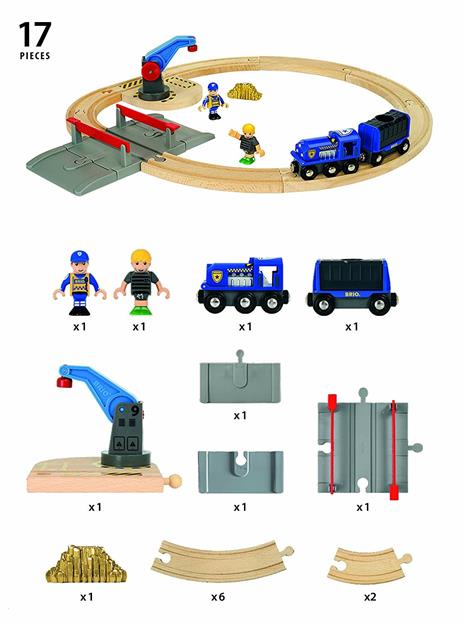 BRIO WORLD - Set Ferrovia Polizia, Pista Trenino con Accessori, 17 pezzi, Età 3+ Anni - 14