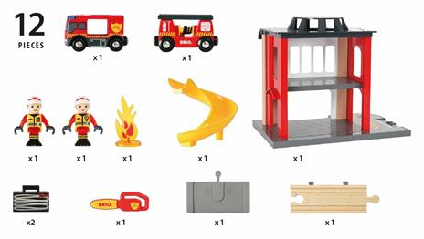 BRIO WORLD - Caserma dei Pompieri, Accessorio per Pista Trenino BRIO, Set da 12 Pezzi, Età 3+ Anni - 11