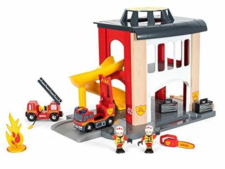 BRIO WORLD - Caserma dei Pompieri, Accessorio per Pista Trenino BRIO, Set da 12 Pezzi, Età 3+ Anni - 2