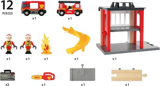 BRIO WORLD - Caserma dei Pompieri, Accessorio per Pista Trenino BRIO, Set da 12 Pezzi, Età 3+ Anni - 3