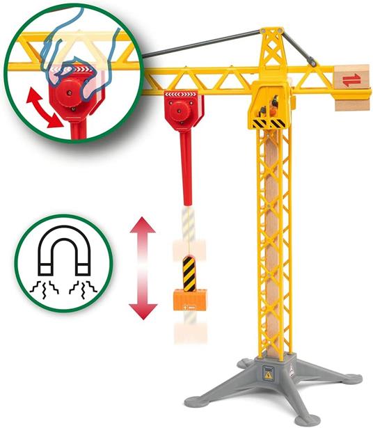 BRIO WORLD - Grande Gru da Costruzione con Luci, Cantiere Giocattolo, 5 Pezzi, Età 3+ Anni - 5