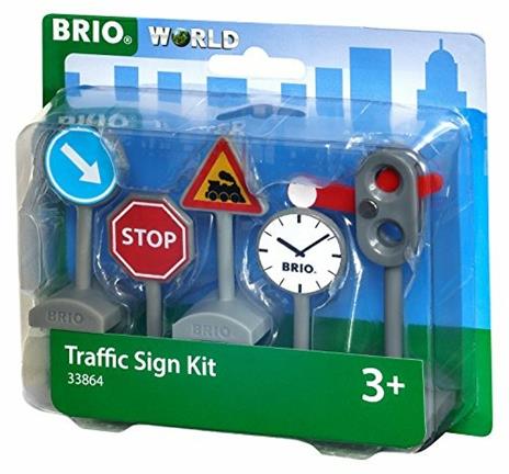 BRIO WORLD - Kit Segnaletica Ferroviaria, Accessorio per Pista Trenino BRIO, 5 Pezzi, Età 3+ Anni