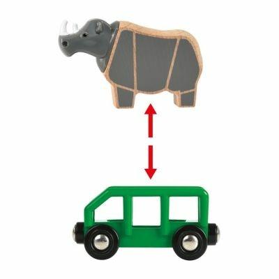BRIO WORLD - Treno per Safari con Rinoceronte, Veicoli per Pista Trenino BRIO, 5 pezzi, Età 3+ Anni - 3