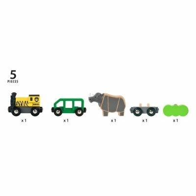 BRIO WORLD - Treno per Safari con Rinoceronte, Veicoli per Pista Trenino BRIO, 5 pezzi, Età 3+ Anni - 5