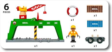 BRIO WORLD - Gru per Container, Gru e Veicoli, Cantiere Giocattolo, Set da 6 Pezzi, Età 3+ Anni - 3