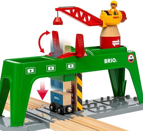 BRIO WORLD - Gru per Container, Gru e Veicoli, Cantiere Giocattolo, Set da 6 Pezzi, Età 3+ Anni - 6