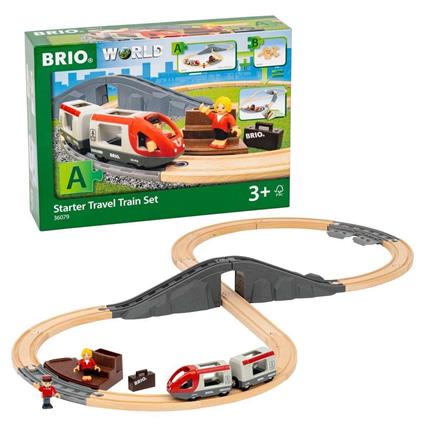 BRIO World  Starter set viaggio 36079   Set di trenini giocattolo in legno da 22 pezzi per bambini dai 3 anni in su