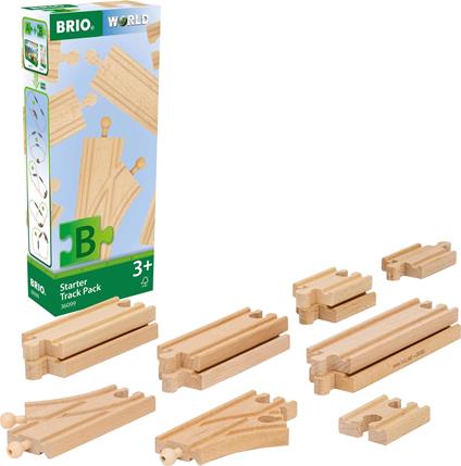 BRIO World  Pacchetto di espansione Starter 36099   Set di binari in legno per ferrovia da 12 pezzi