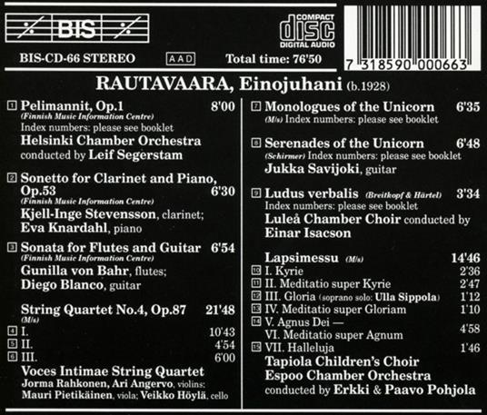 Chamber Music - CD Audio di Einojuhani Rautavaara - 2