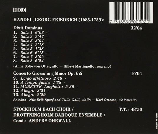Dixit Dominus - Concerto grosso in Sol minore - CD Audio di Georg Friedrich Händel - 2
