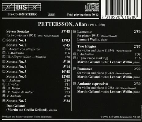 Musica da Camera - CD Audio di Allan Pettersson - 2