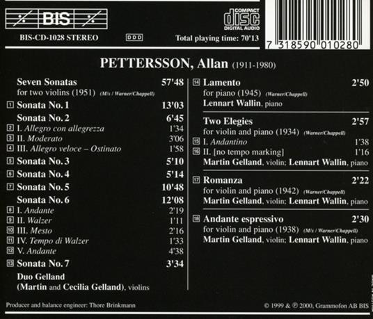 Musica da Camera - CD Audio di Allan Pettersson - 2