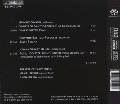 Stabat Mater - CD Audio di Johann Sebastian Bach,Giovanni Battista Pergolesi,Antonio Vivaldi - 2
