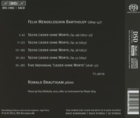 Lieder Ohne Worte vol.1 - SuperAudio CD di Felix Mendelssohn-Bartholdy - 2