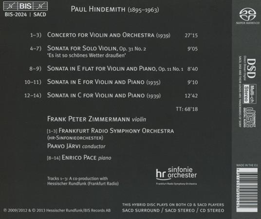 Sonate per Violino & Concerto - SuperAudio CD di Paul Hindemith - 2