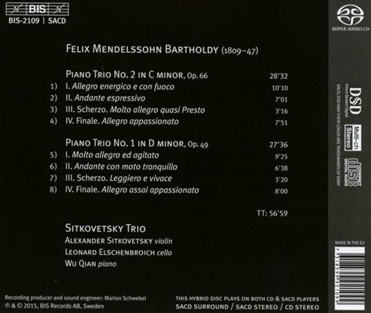 Trii con Pianoforte - SuperAudio CD di Felix Mendelssohn-Bartholdy - 2