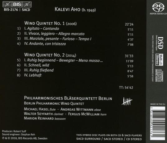 Quintetti per fiati n.1, n.2 - SuperAudio CD di Kalevi Aho - 2