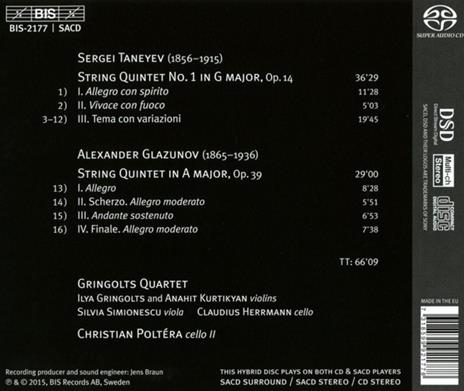 String Quintets - SuperAudio CD di Gringolts Quartet - 2