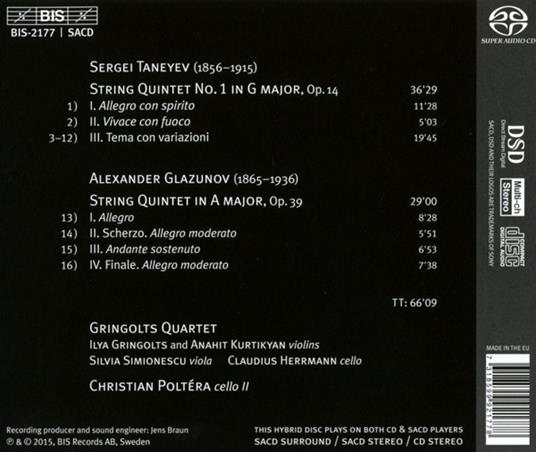String Quintets - SuperAudio CD di Gringolts Quartet - 2