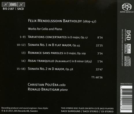 Musica per Violoncello e Pianoforte - CD Audio di Felix Mendelssohn-Bartholdy - 2