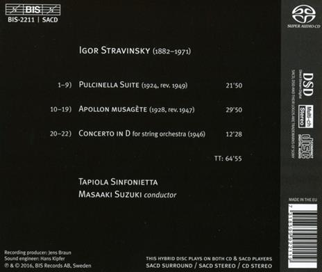 Pulcinella Suite-Apollon- - SuperAudio CD di Igor Stravinsky,Masaaki Suzuki - 2