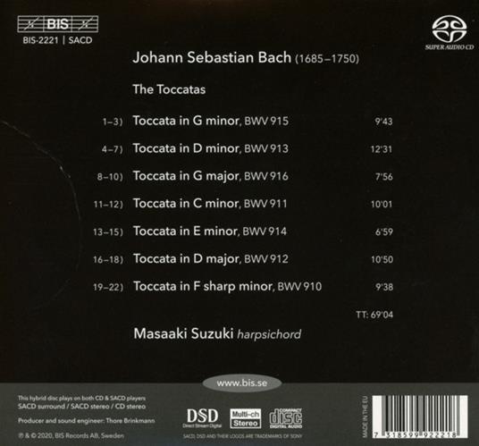 Toccate BWV 910-916 - SuperAudio CD di Johann Sebastian Bach,Masaaki Suzuki - 2