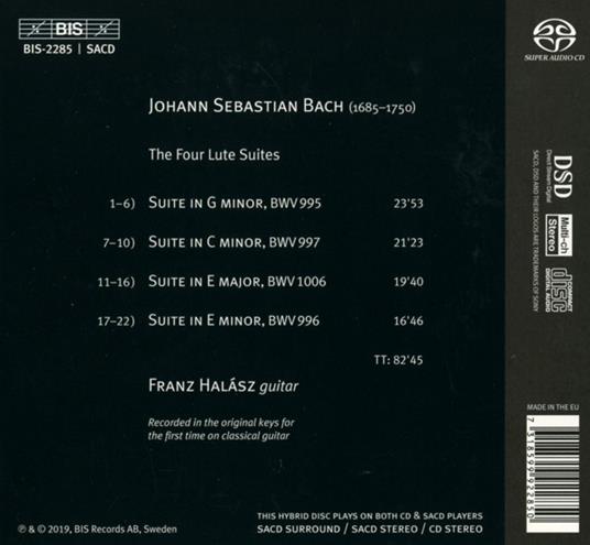 The Four Lute Suites - SuperAudio CD di Johann Sebastian Bach,Franz Halasz - 2