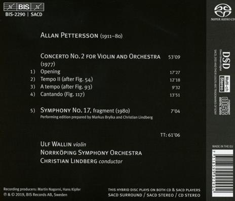 Concerto per violino - Sinfonia n.17 - CD Audio di Allan Pettersson - 2