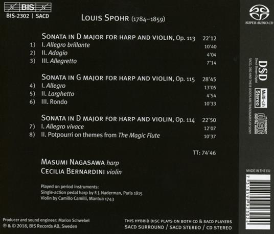 3 Sonate per arpa e violino - CD Audio di Louis Spohr - 2