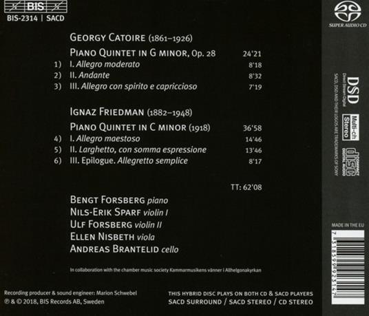 Quintetti con pianoforte - SuperAudio CD di Ignaz Friedman,Georgy Lvovich Catoire - 2