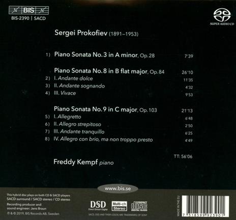 Sonata per pianoforte n.3, n.8, n.9 - SuperAudio CD di Sergei Prokofiev,Freddy Kempf - 2