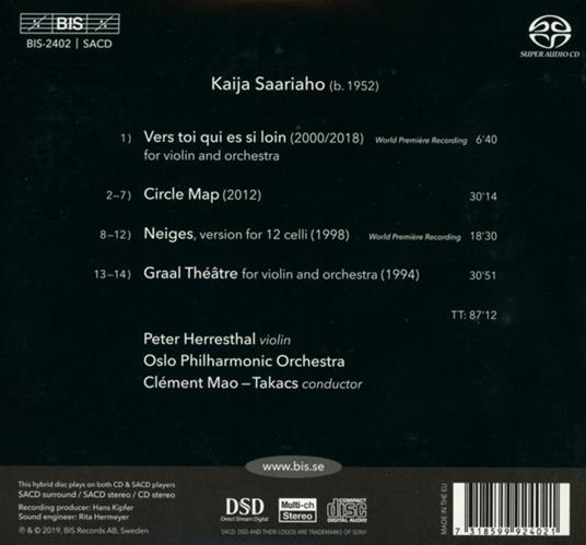 Circle Map - Graal théâtre - Vers toi quies si loin - Neiges - SuperAudio CD ibrido di Kaija Saariaho - 2