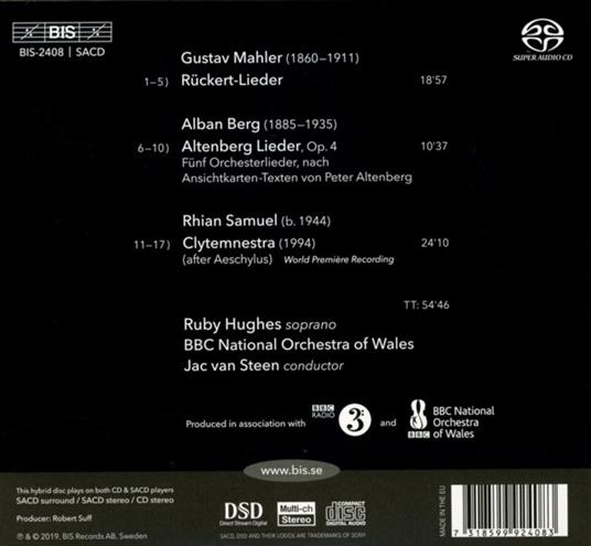 Clytemnestra - SuperAudio CD di BBC National Orchestra of Wales,Jac Van Steen,Ruby Hughes,Rhian Samuel - 2