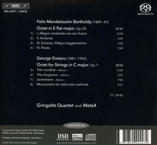 Ottetti per archi - SuperAudio CD di Felix Mendelssohn-Bartholdy,George Enescu,Gringolts Quartet - 2