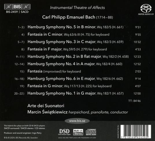Instrumental Theatre Of Affects - CD Audio di Carl Philipp Emanuel Bach,Arte dei Suonatori - 2
