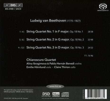String Quartets op.18 vol.1 - SuperAudio CD di Ludwig van Beethoven,Chiaroscuro Quartet - 2