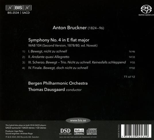 Symphony No. 4 - SuperAudio CD di Anton Bruckner,Bergen Philharmonic Orchestra - 2