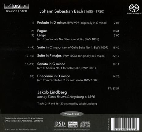 Bach On The Rauwolf Lute - CD Audio di Johann Sebastian Bach,Jakob Lindberg - 2