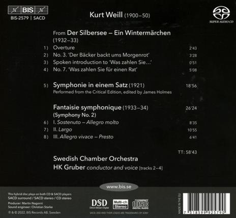 From der Silbersee and Symphonies 1 & 2 (SACD) - SuperAudio CD di Kurt Weill,Swedish Chamber Orchestra - 2