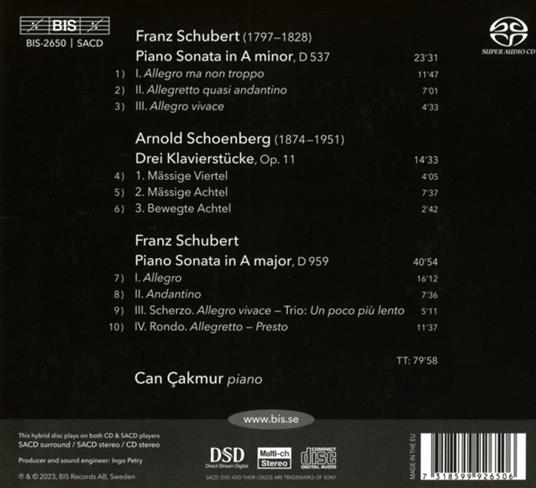 Schubert + Schoenberg - SuperAudio CD di Arnold Schönberg,Franz Schubert,Can Çakmur - 2