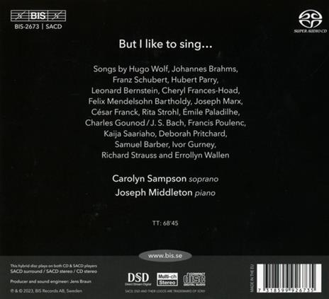 But I Like To Sing - CD Audio di Carolyn Sampson - 2