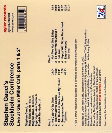 Live At Glenn Miller Cafe 1&2 - CD Audio di Stephen & Stockholm Conference Gauci - 2