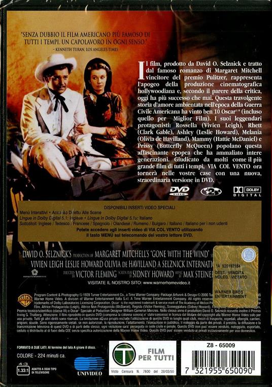 Via col vento (DVD) di Victor Fleming - DVD - 2