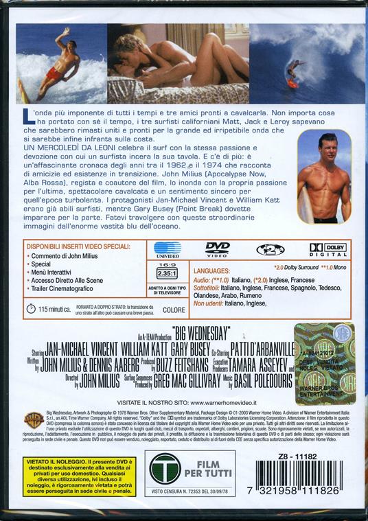 Un mercoledì da leoni DVD Film di John Milius Drammatico IBS Un mercoledì da leoni DVD Film di John Milius Drammatico IBS