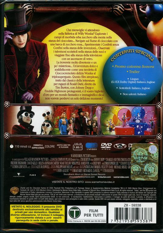La fabbrica di cioccolato (1 DVD) - DVD - Film di Tim Burton Fantastico
