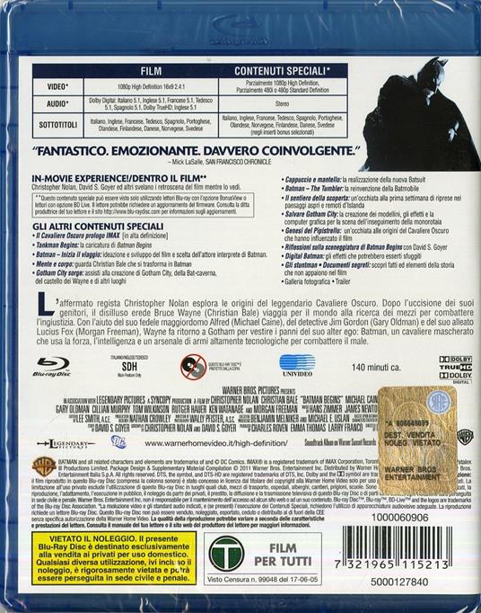 Batman Begins di Christopher Nolan - Blu-ray - 2