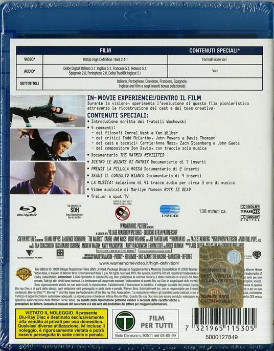 Matrix di Andy Wachowski,Larry Wachowski - Blu-ray - 2